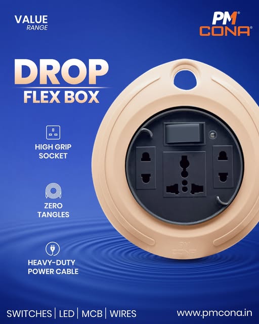 PM Cona 4356 Drop 2 Pin Flex Box 7 Mtr-W (Extn Cord)